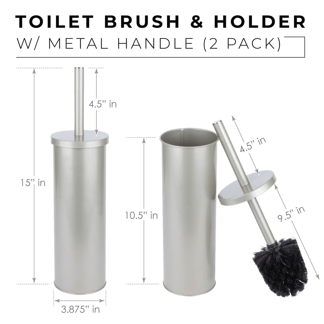 Toilet Brush and Holder, 2-Pack (Brushed Nickel Finish) - Utility sinks vanites Tehila