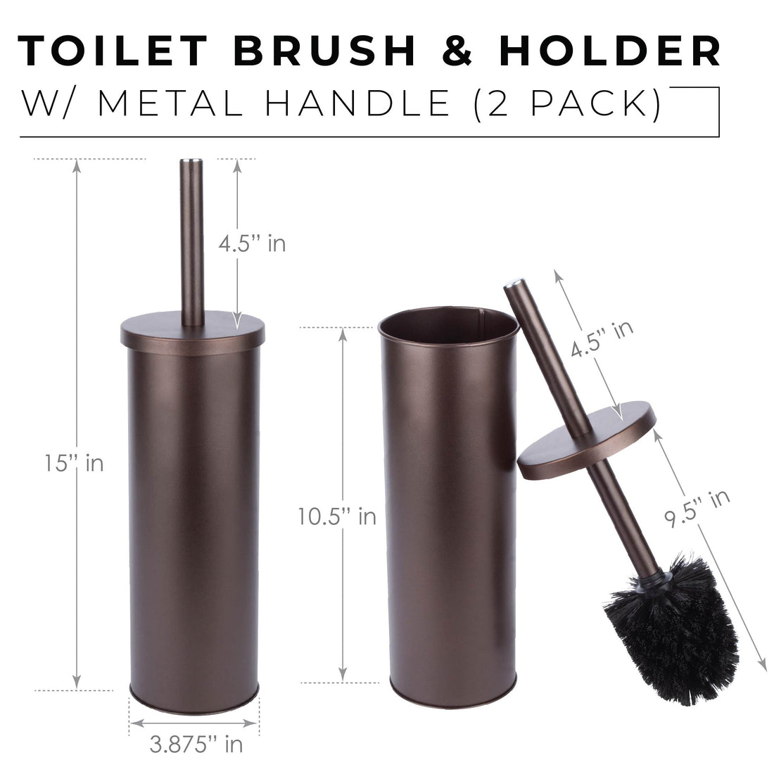 mDesign Bathroom Toilet Bowl Brush and Plunger - Set of 2 Bronze for sale  online