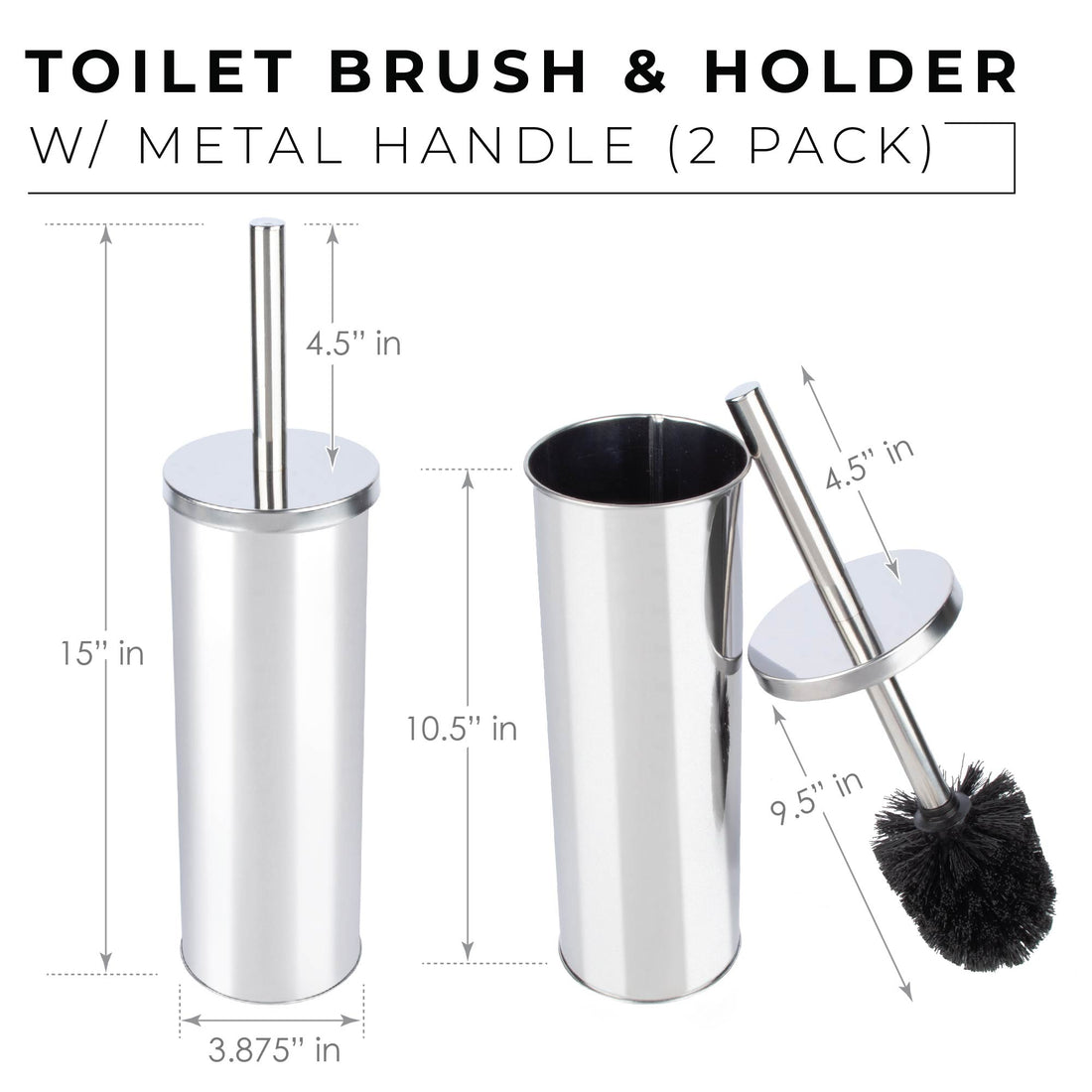 Toilet Brush and Holder, 2-Pack (Chrome Finish) - Utility sinks vanites Tehila