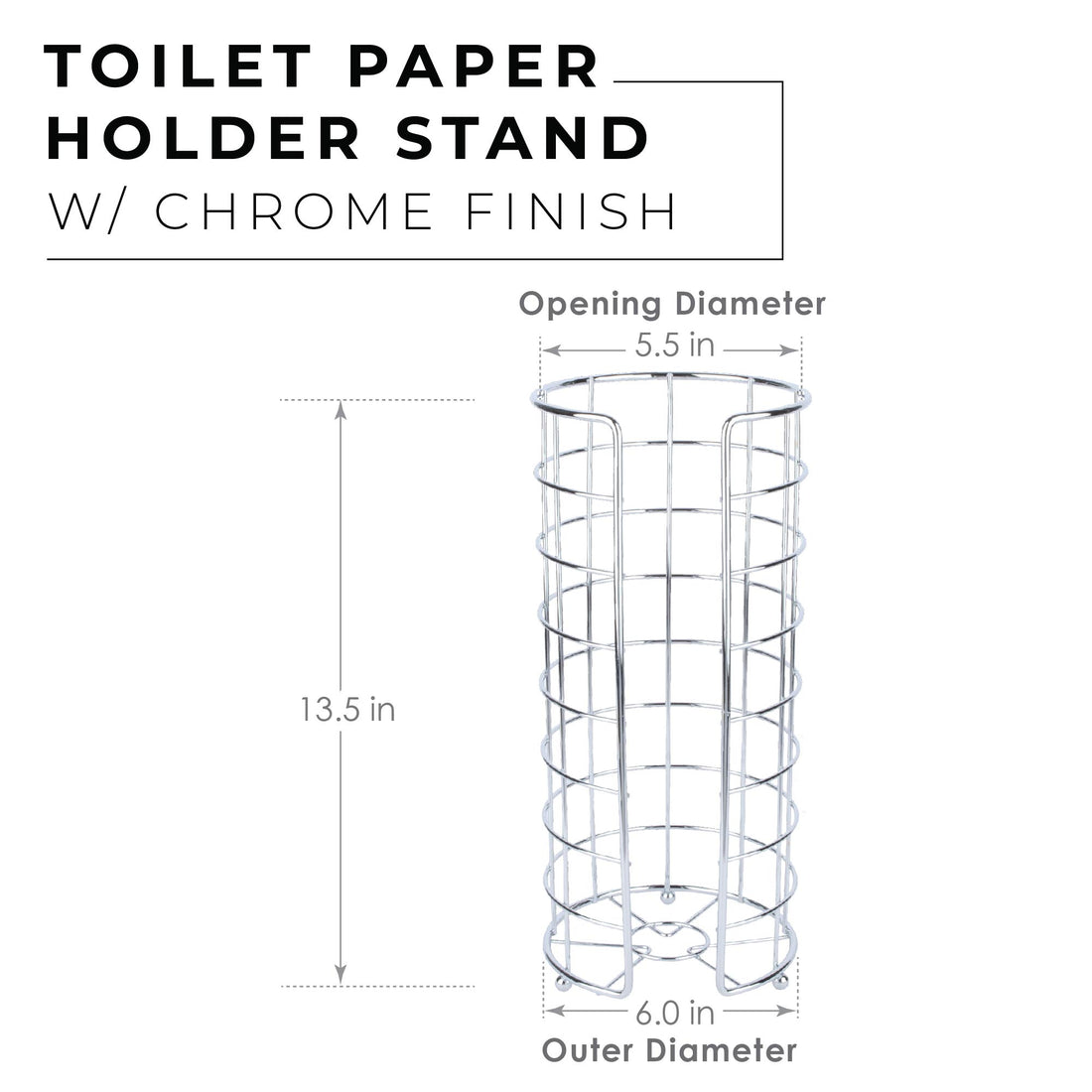 Freestanding Wire Frame Toilet Paper Holder (Chrome Finish) - Utility sinks vanites Tehila